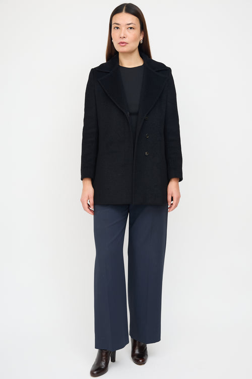 Max Mara Black Wool Pea Coat