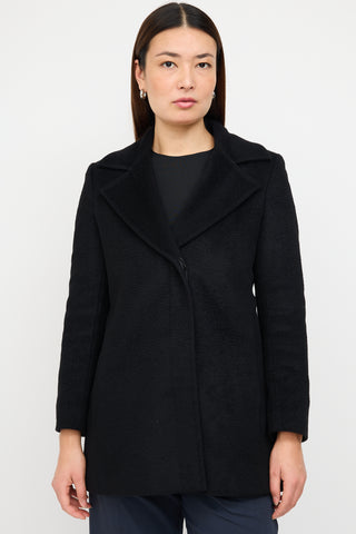 Max Mara Black Wool Pea Coat