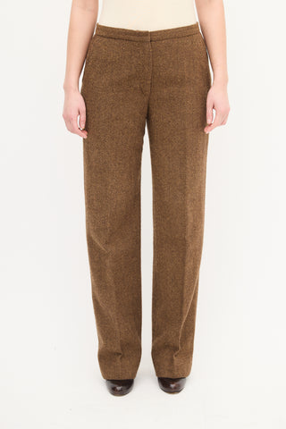 Max Mara Brown Wool Herringbone Trouser