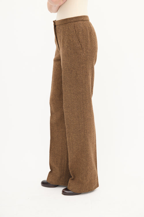 Max Mara Brown Wool Herringbone Trouser