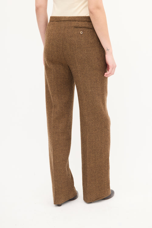 Max Mara Brown Wool Herringbone Trouser