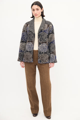 Missoni Black & Multi Wool Knit Rose Cardigan