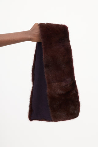 Max Mara Burgundy Fur & Wool Scarf