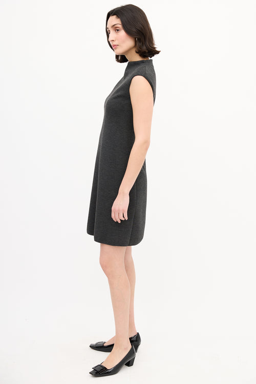 Max Mara S Dark Grey Embellished Shift Dress