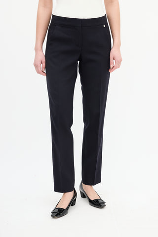 Max Mara Navy Wool Tapered Trouser