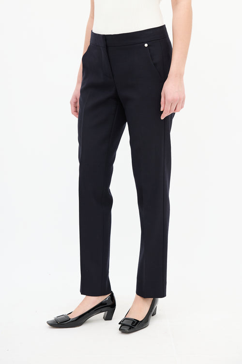 Max Mara Navy Wool Tapered Trouser