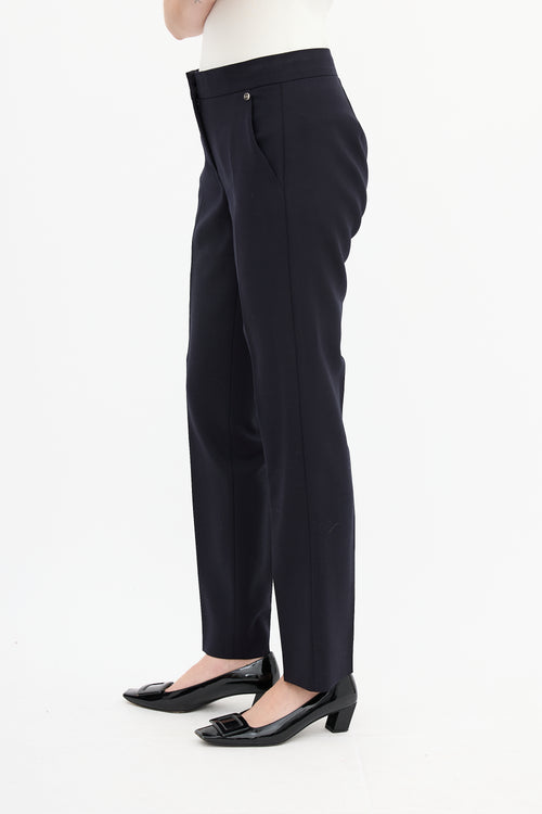 Max Mara Navy Wool Tapered Trouser