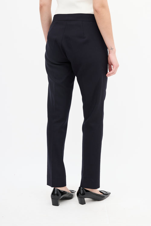 Max Mara Navy Wool Tapered Trouser