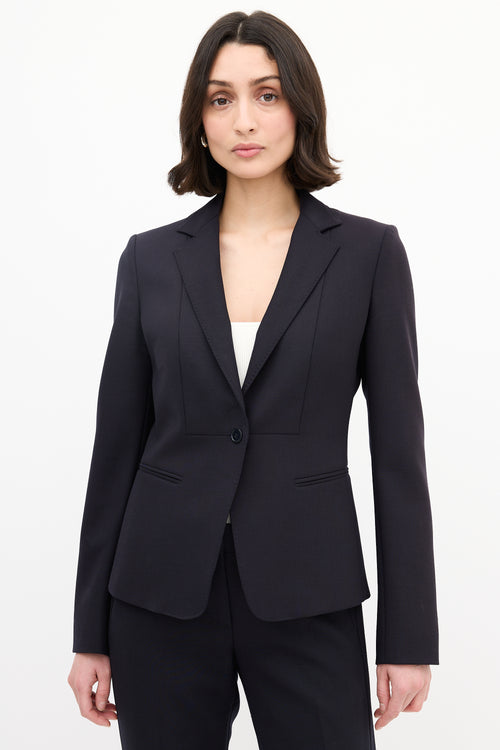 Max Mara Navy Wool Single Button Blazer