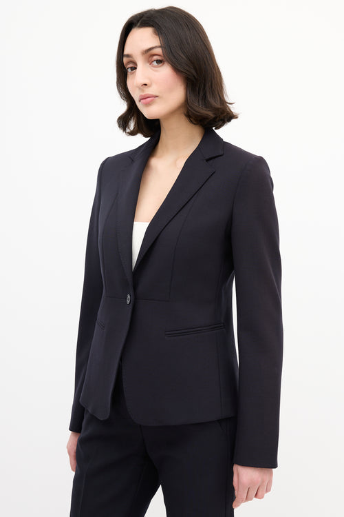 Max Mara Navy Wool Single Button Blazer