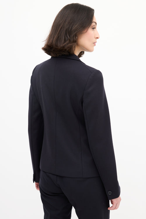 Max Mara Navy Wool Single Button Blazer