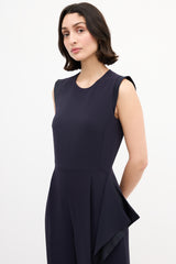 Max Mara Navy Wide Leg Sleeveless Jumpsuit