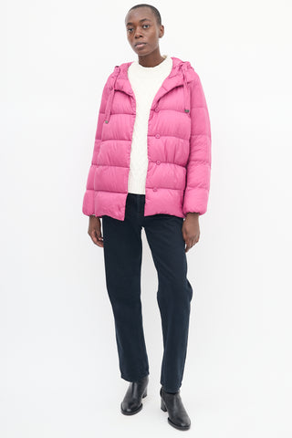 Max Mara Fuchsia Down Hooded Puffer Jacket