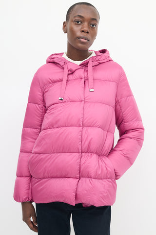 Max Mara Fuchsia Down Hooded Puffer Jacket