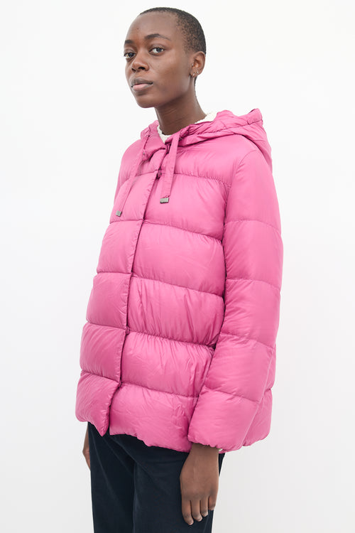 Max Mara Fuchsia Down Hooded Puffer Jacket