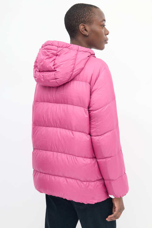 Max Mara Fuchsia Down Hooded Puffer Jacket