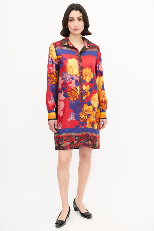 Max Mara Weekend Red & Multi Silk Printed Tunic Dress