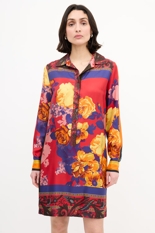 Max Mara Weekend Red & Multi Silk Printed Tunic Dress