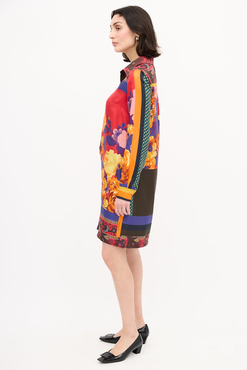 Max Mara Weekend Red & Multi Silk Printed Tunic Dress