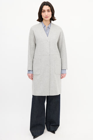 Max Mara Weekend Navy & Heather Grey Wool Reversible Coat