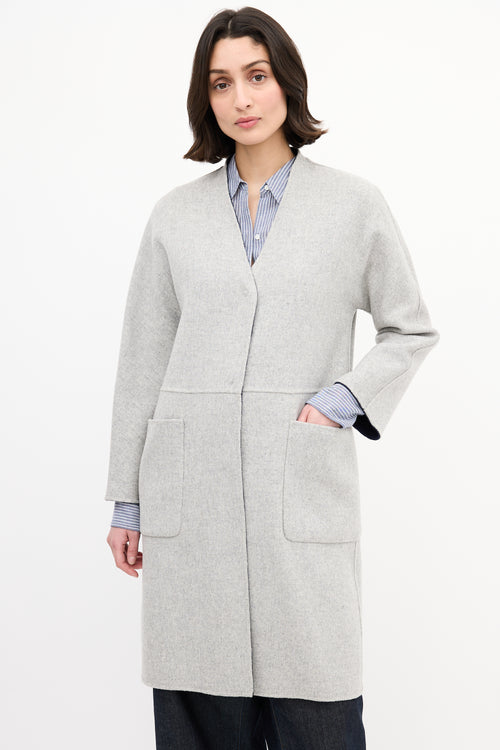 Max Mara Weekend Navy & Heather Grey Wool Reversible Coat