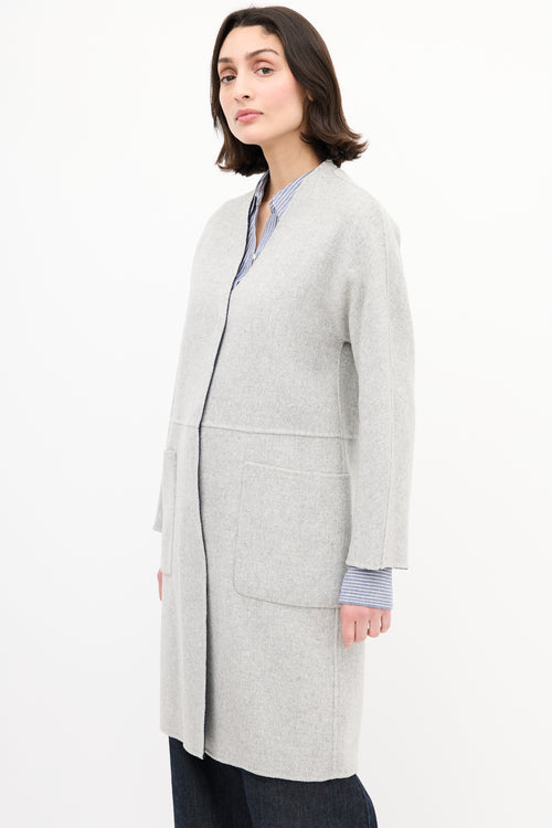 Max Mara Weekend Navy & Heather Grey Wool Reversible Coat