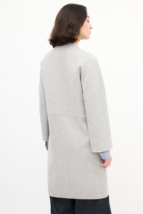 Max Mara Weekend Navy & Heather Grey Wool Reversible Coat