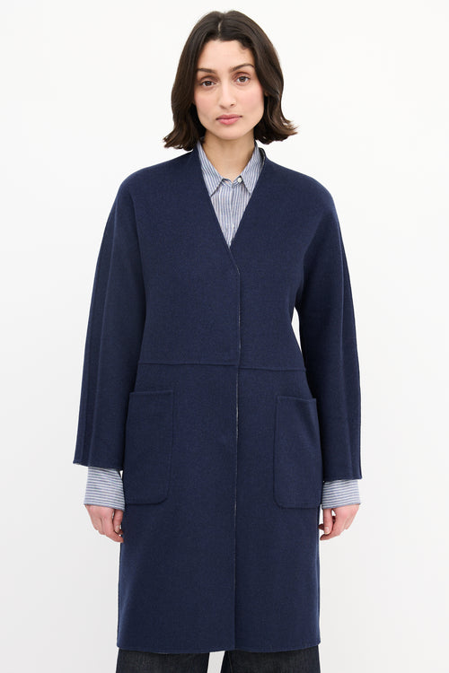 Max Mara Weekend Navy & Heather Grey Wool Reversible Coat