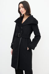 Max Mara Black Belted Wrap Coat
