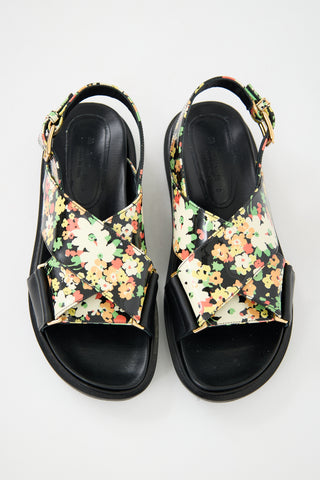 Marni Leather Floral Fussbett Sandal