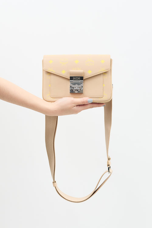 MCM Beige & Yellow Leather Millie Crossbody Bag