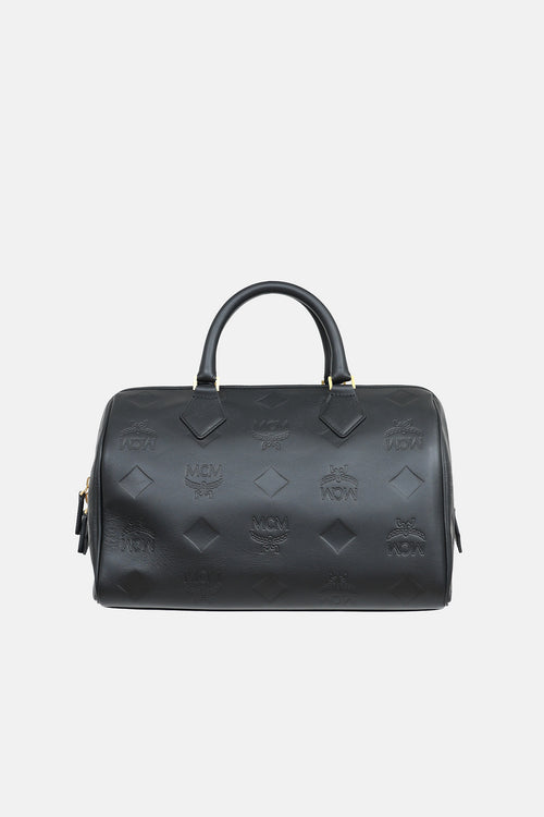 MCM Embossed Ella Boston Bag