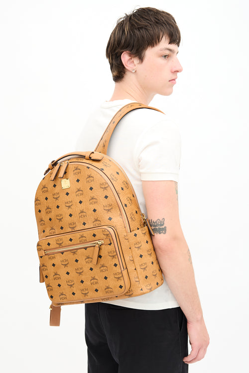MCM Leather Monogram Stark Backpack