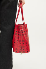 MCM Red Monogram Liz Reversible Tote Bag