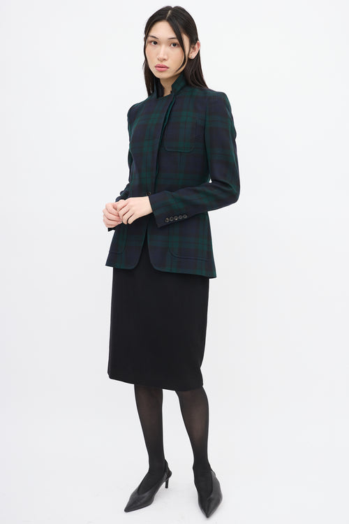 Alexander McQueen McQ Green & Navy Wool Asymmetric Blazer