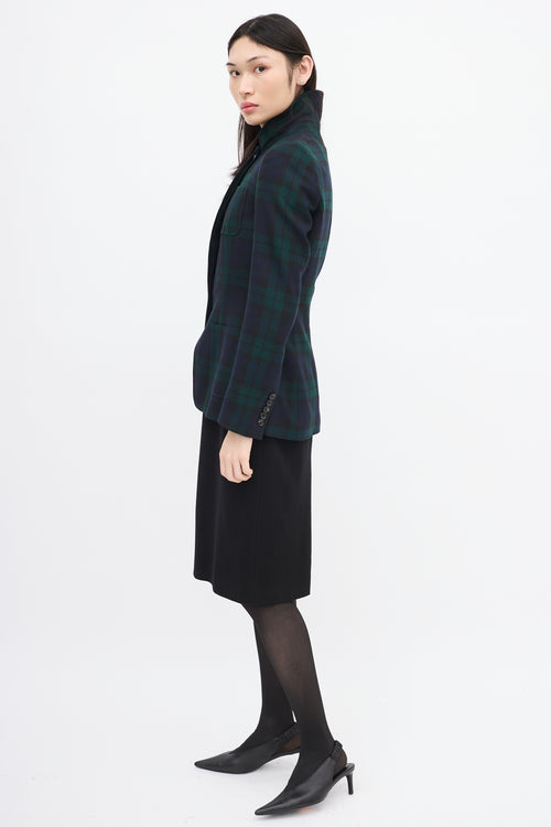 Alexander McQueen McQ Green & Navy Wool Asymmetric Blazer