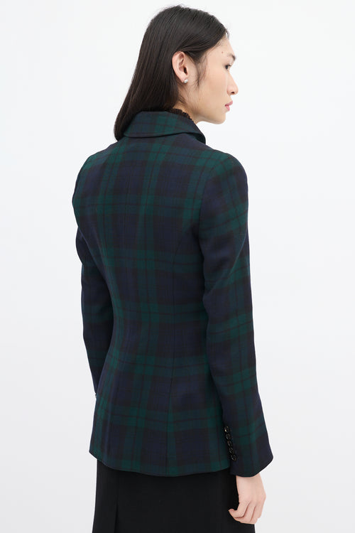 Alexander McQueen McQ Green & Navy Wool Asymmetric Blazer