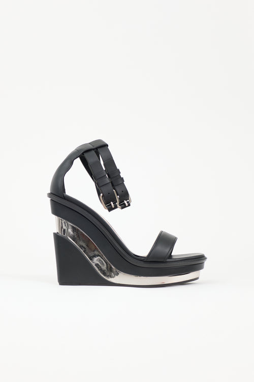 McQueen Leather Mirrored Wedge Heel