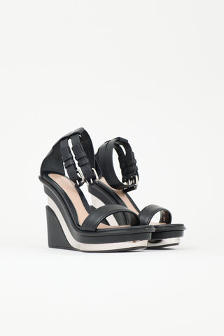 McQueen Leather Mirrored Wedge Heel
