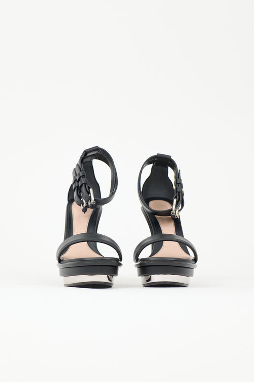 McQueen Leather Mirrored Wedge Heel