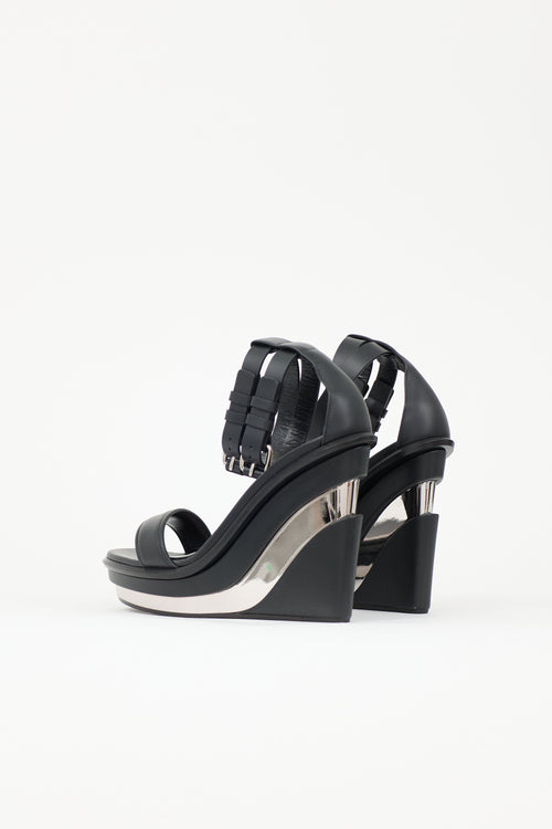 McQueen Leather Mirrored Wedge Heel