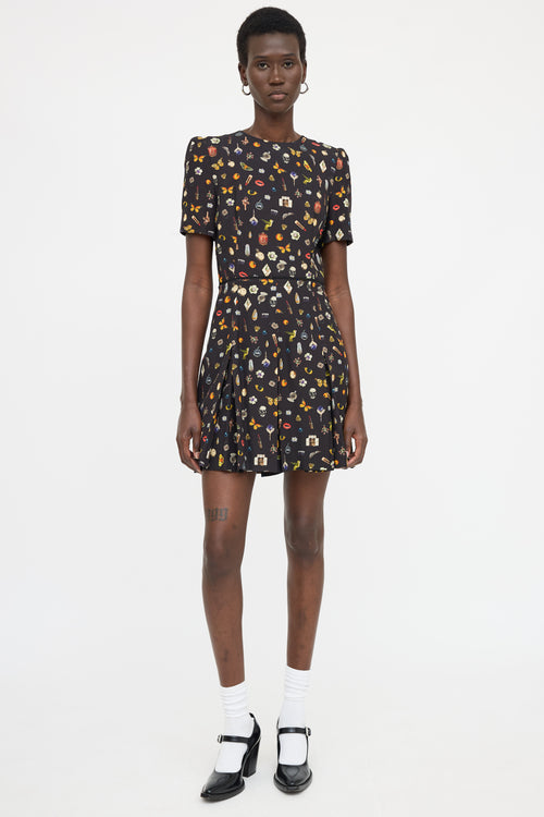 McQueen Pleated Patterned Dress