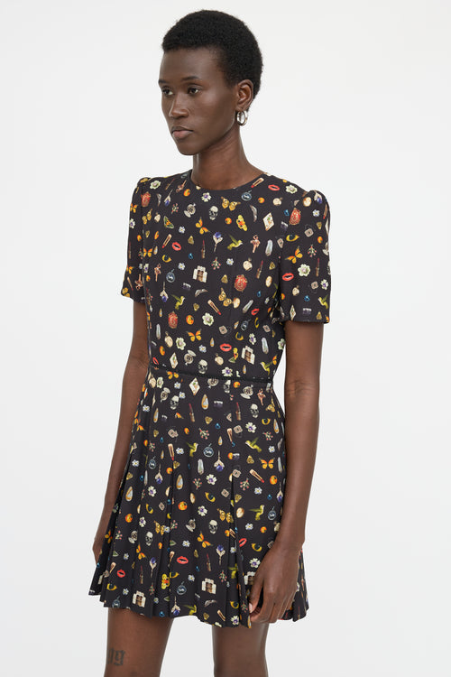 McQueen Pleated Patterned Dress