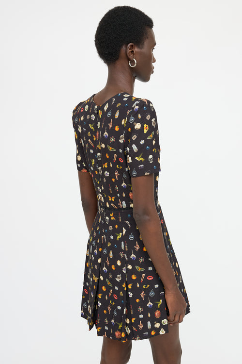 McQueen Pleated Patterned Dress