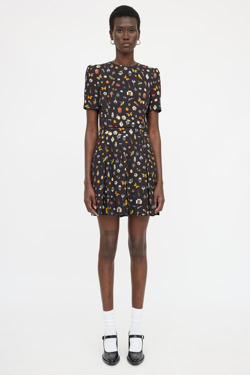 McQueen Pleated Patterned Dress