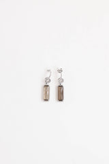 Fine Jewelry 10K White Gold Smoky Quartz and Diamond Drop Earrings