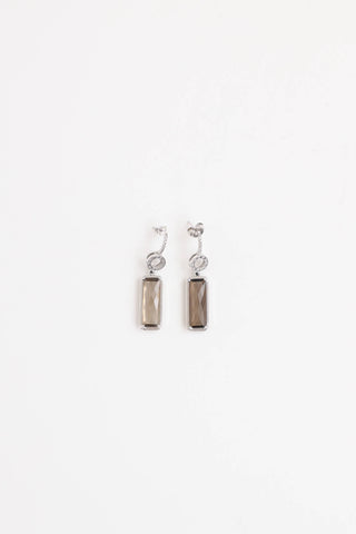 Fine Jewelry 10K White Gold Smoky Quartz and Diamond Drop Earrings
