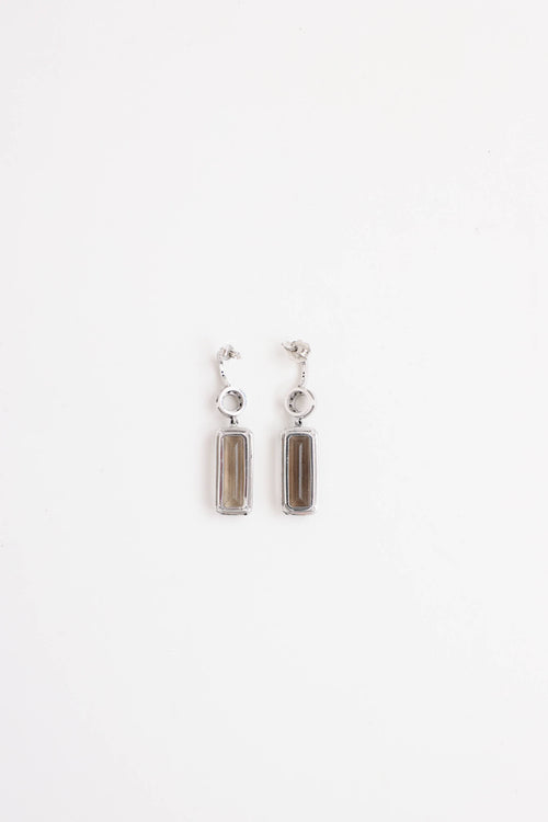 Fine Jewelry 10K White Gold Smoky Quartz and Diamond Drop Earrings