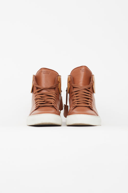 Buscemi Brown Leather High Top Sneaker