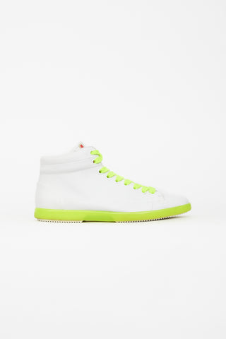 Prada White & Neon High Top Sneaker